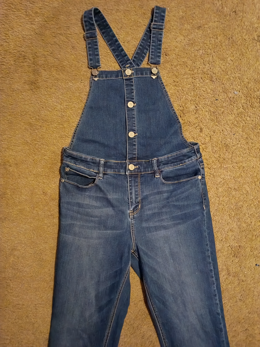 Soho Dark Blue Denim Overalls with Button-Front Bib